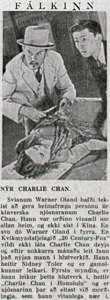 Charlie Chan in Honolulu - Fálkinn - Island 1940-01-19