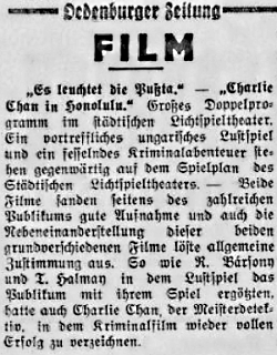 Charlie Chan in Honolulu - Oedenburger Zeitung - Ungarn - 1939-07-07