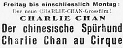 Charlie Chan au cirque - Kinowerbung 1937 Charlie Chan au cirque - Kinowerbung 1937